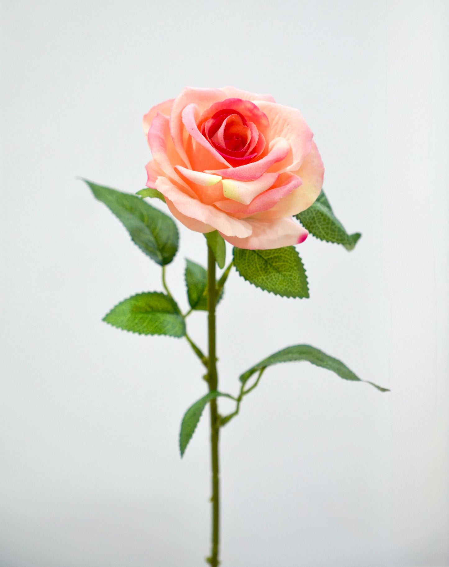 Artificial Rose Flower Stem - Velvet Coral Pink 27"