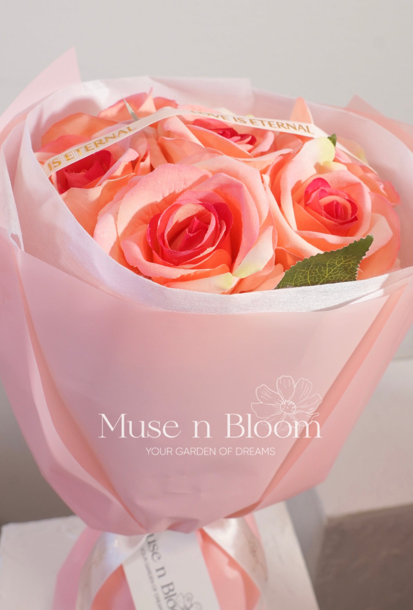 Artificial Rose Bouquet – Pink – Elegant Eternal Flowers Gift (S)