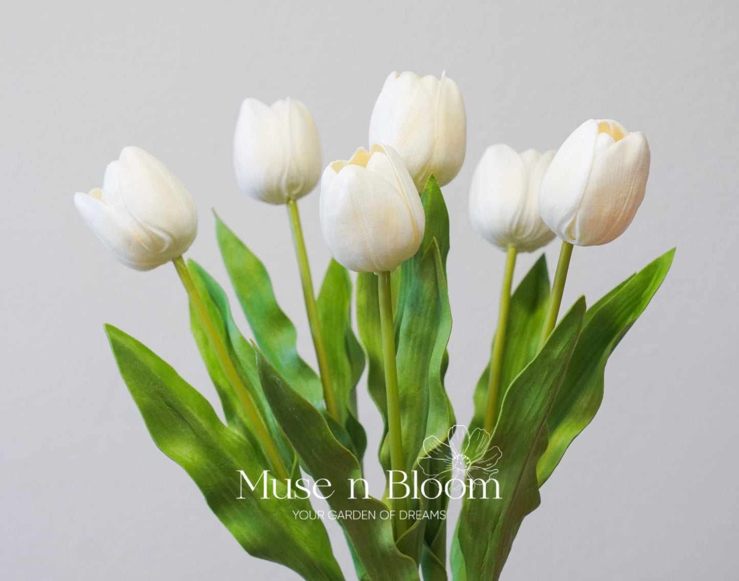 Artificial Tulip Flower Stems - PU Tulips White