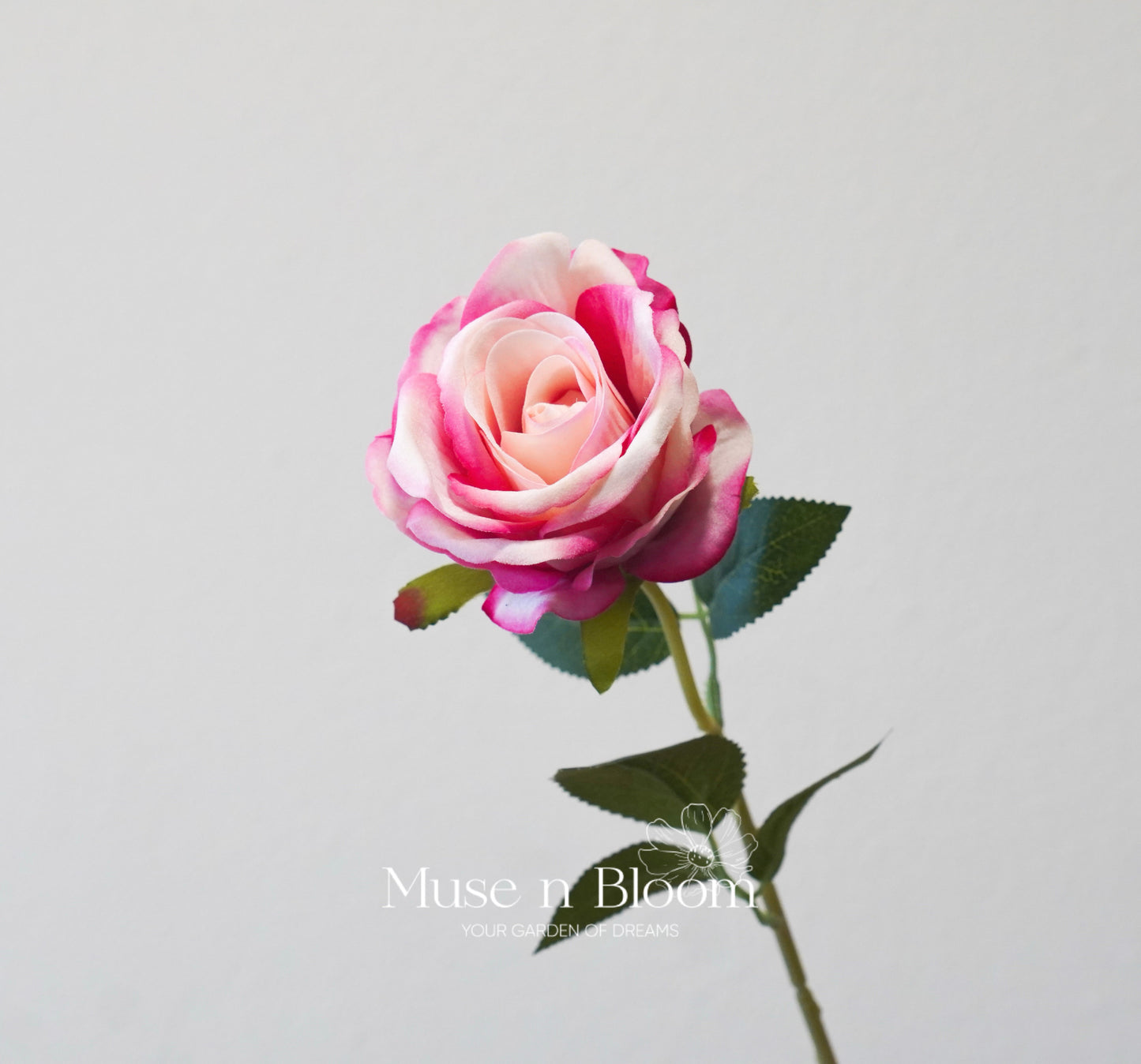 Artificial Rose Flower Stem - Velvet Ombre Pink 21"