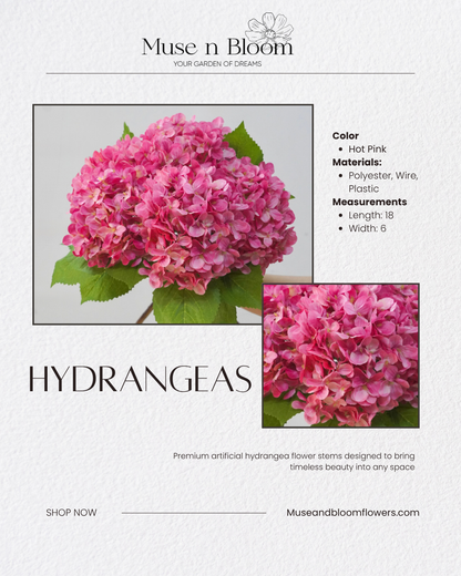 Artificial Hydrangeas 18" Stem (Choose Color)