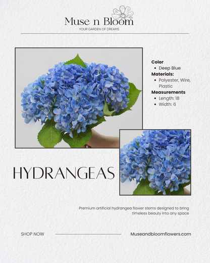 Artificial Hydrangeas 18" Stem (Choose Color)