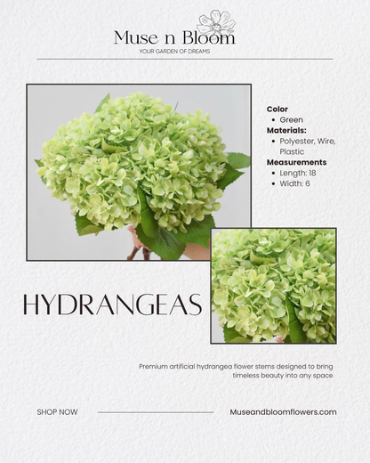 Artificial Hydrangeas 18" Stem (Choose Color)