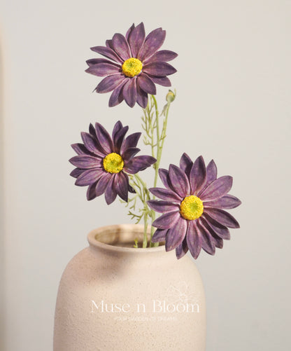 Artificial Daisy Flower Stem - Real Touch - Dark Purple