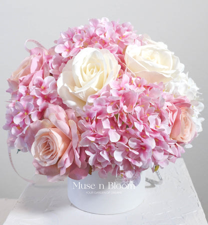 Artificial Flower Box Arrangement - Pink (S)