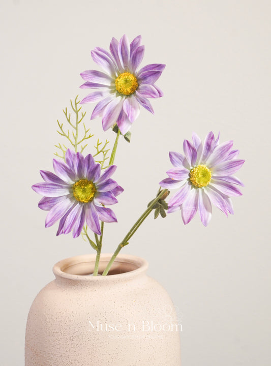 Artificial Daisy Flower Stem - Real Touch - Light Purple