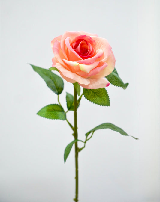 Artificial Rose Flower Stem - Velvet Coral Pink 27"