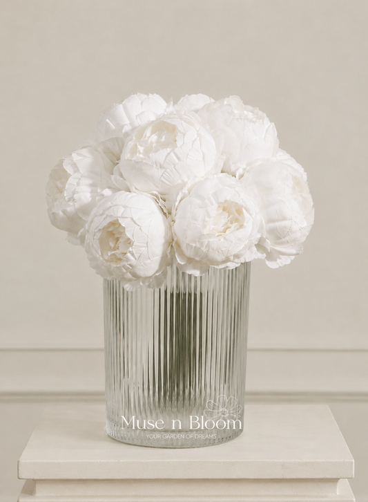 Artificial White Peony Flower Arrangement