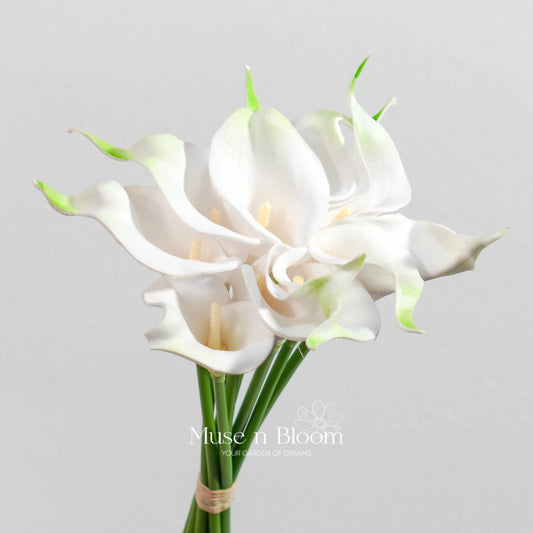 Artificial Calla Lily Flower Bunch - White (10 Stems)