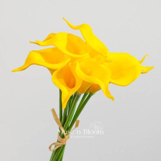 Artificial Calla Lily Flower Bunch - Yellow (10 Stems)
