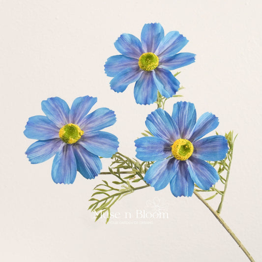 Artificial Cosmos Flower Stem - Blue