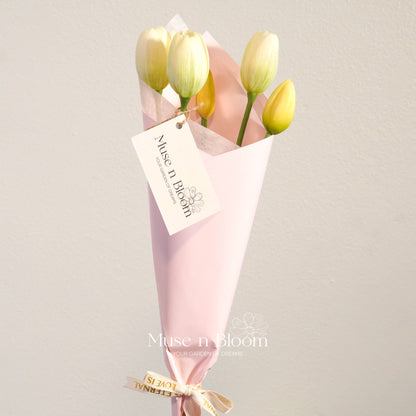 Artificial Real Touch White Tulips Bouquet Arrangment