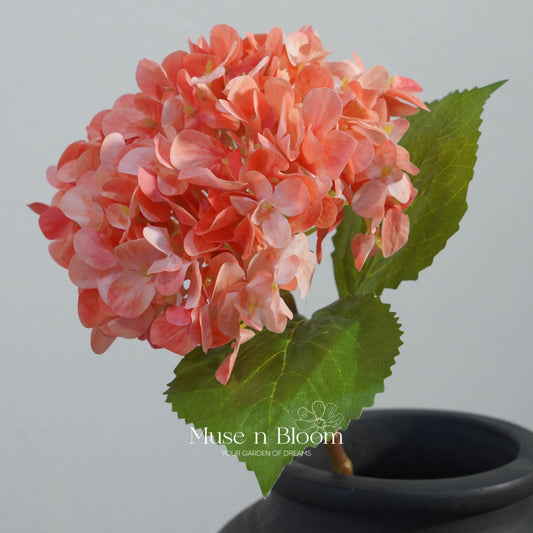 Artificial Hydrangeas - Orange 18"