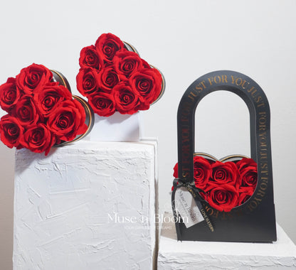 Artificial Red Velvet Rose Heart Box