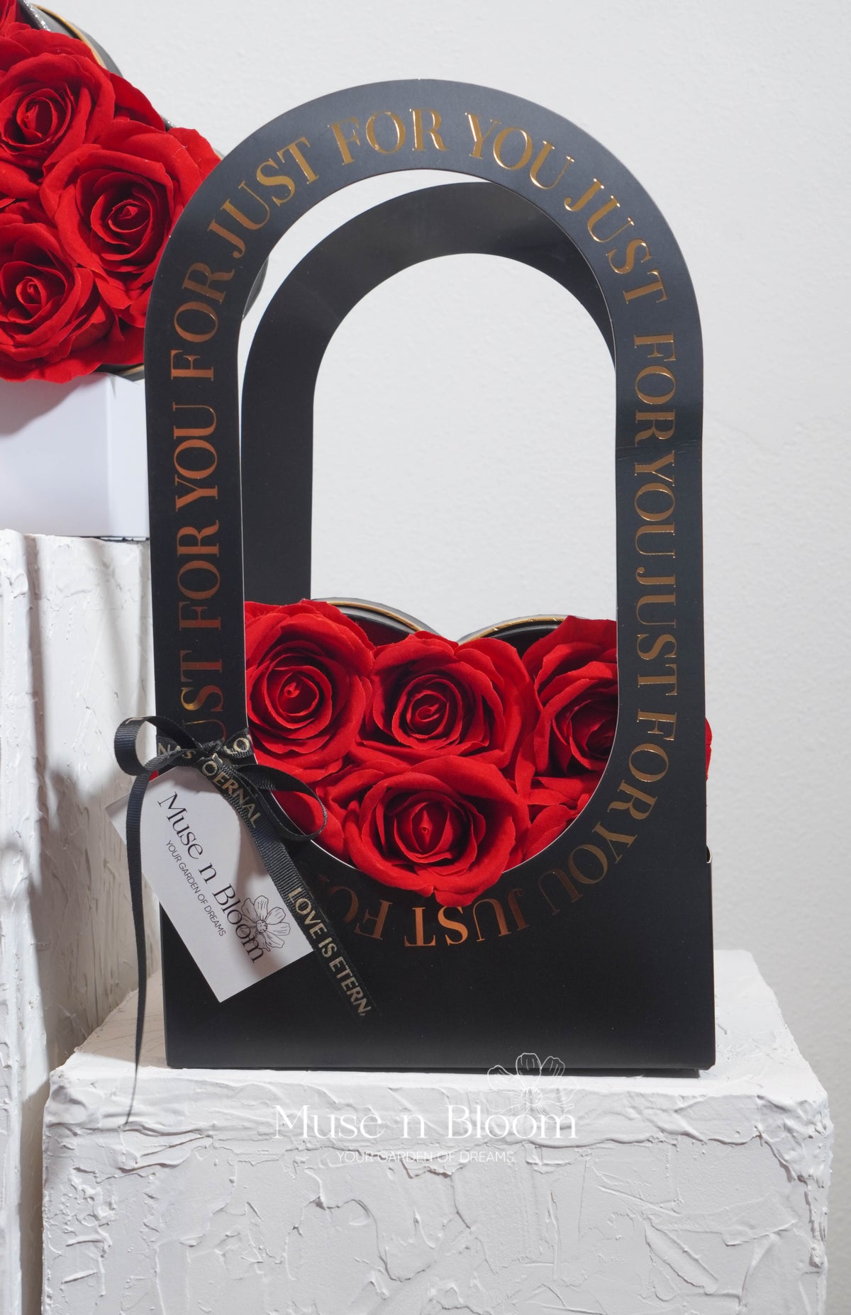 Artificial Red Velvet Rose Heart Box