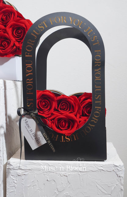 Artificial Red Velvet Rose Heart Box