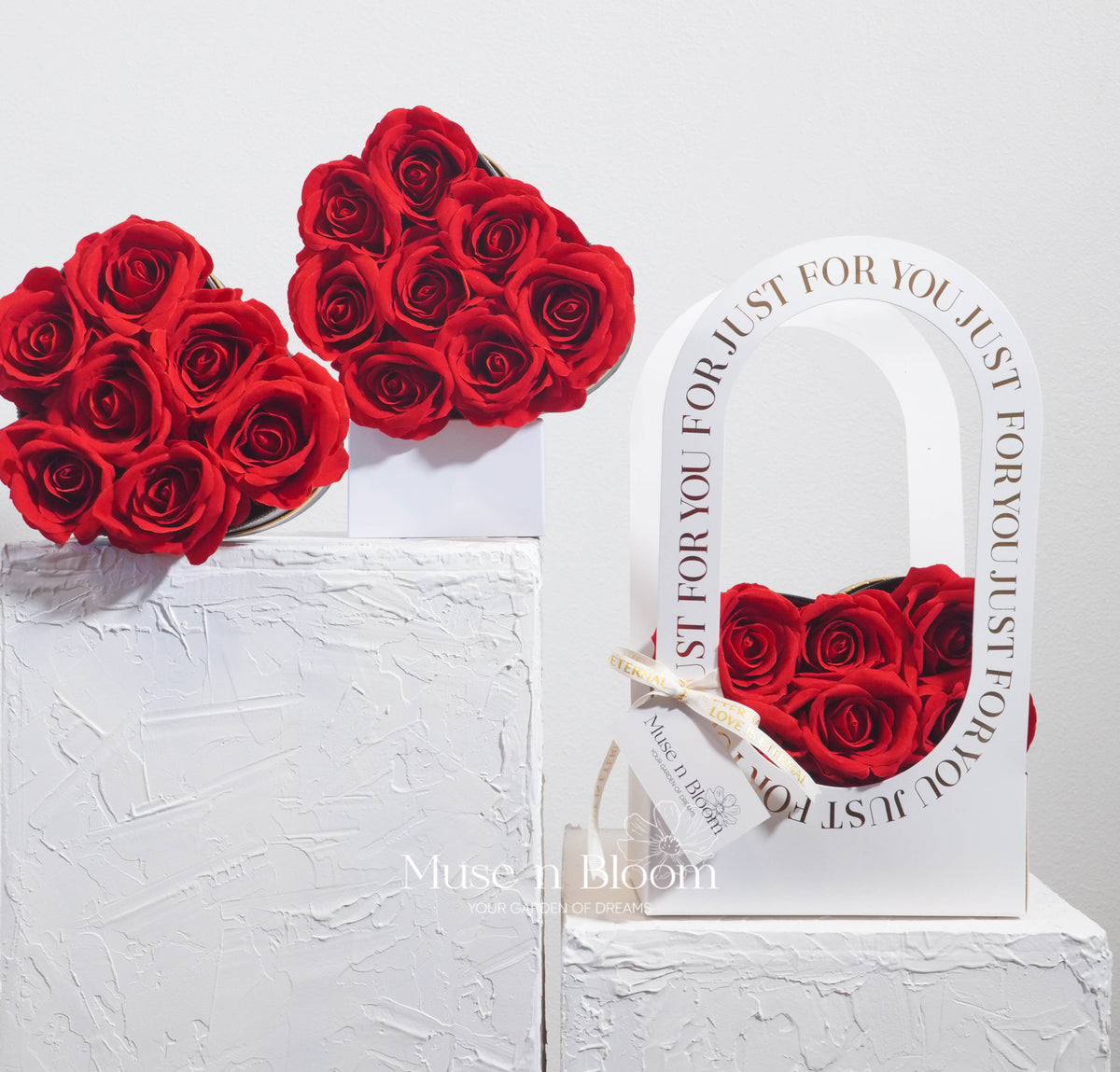 Artificial Red Velvet Rose Heart Box
