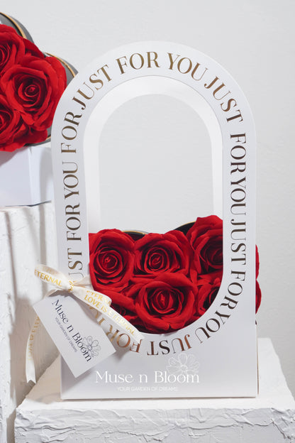 Artificial Red Velvet Rose Heart Box