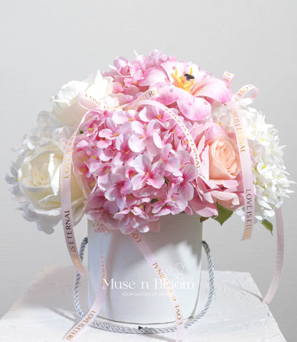 Artificial Flower Box Arrangement - Pink (S)