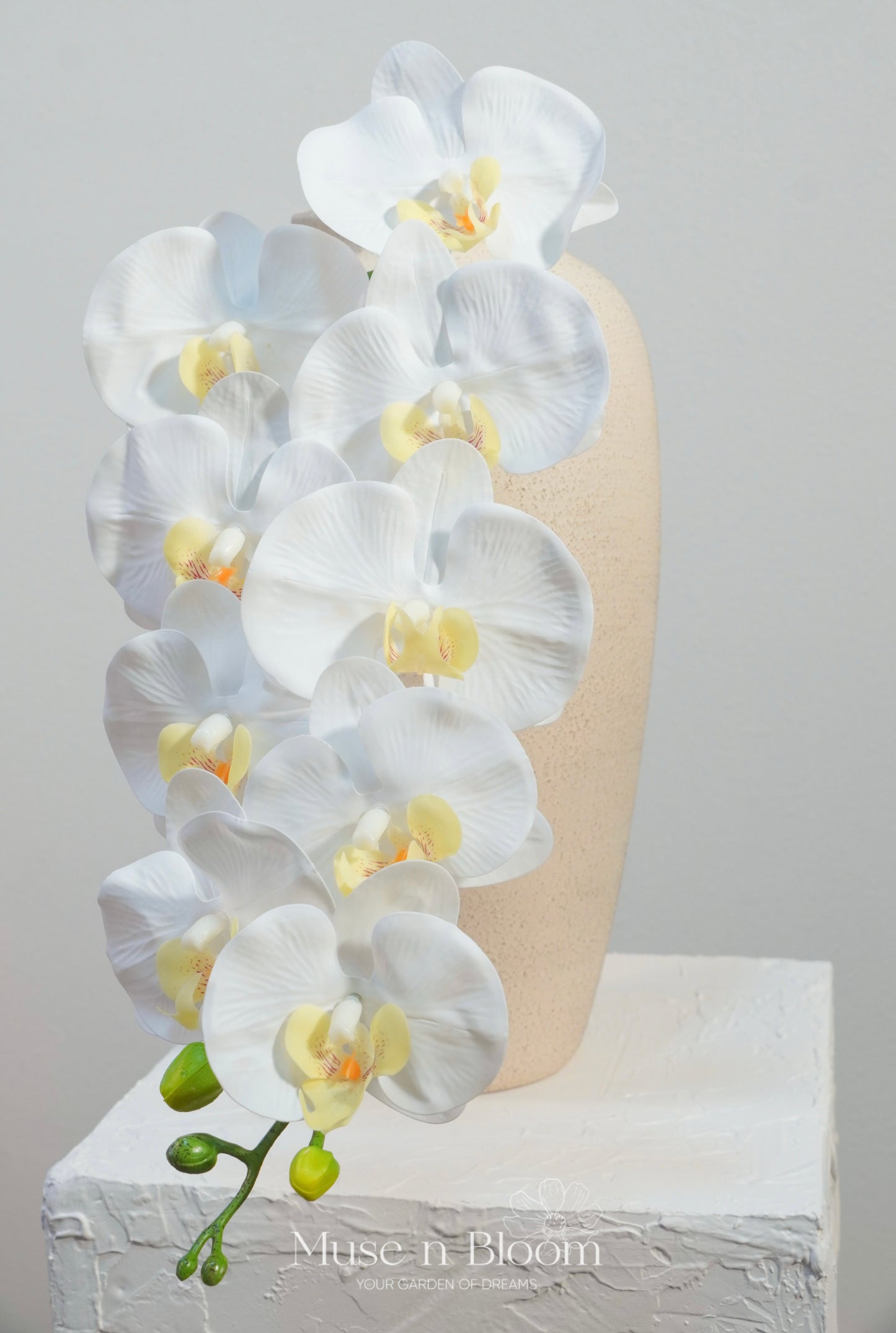 Artificial Orchid Flower Stem - White
