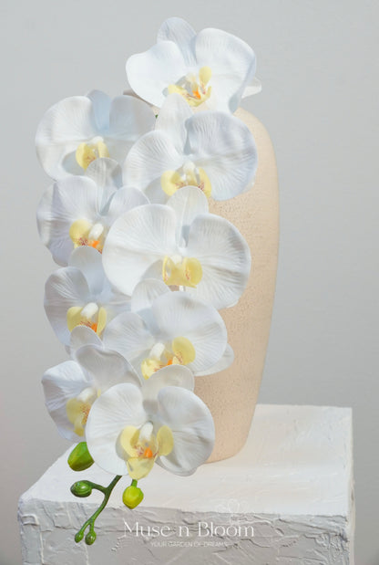 Artificial Orchid Flower Stem - White