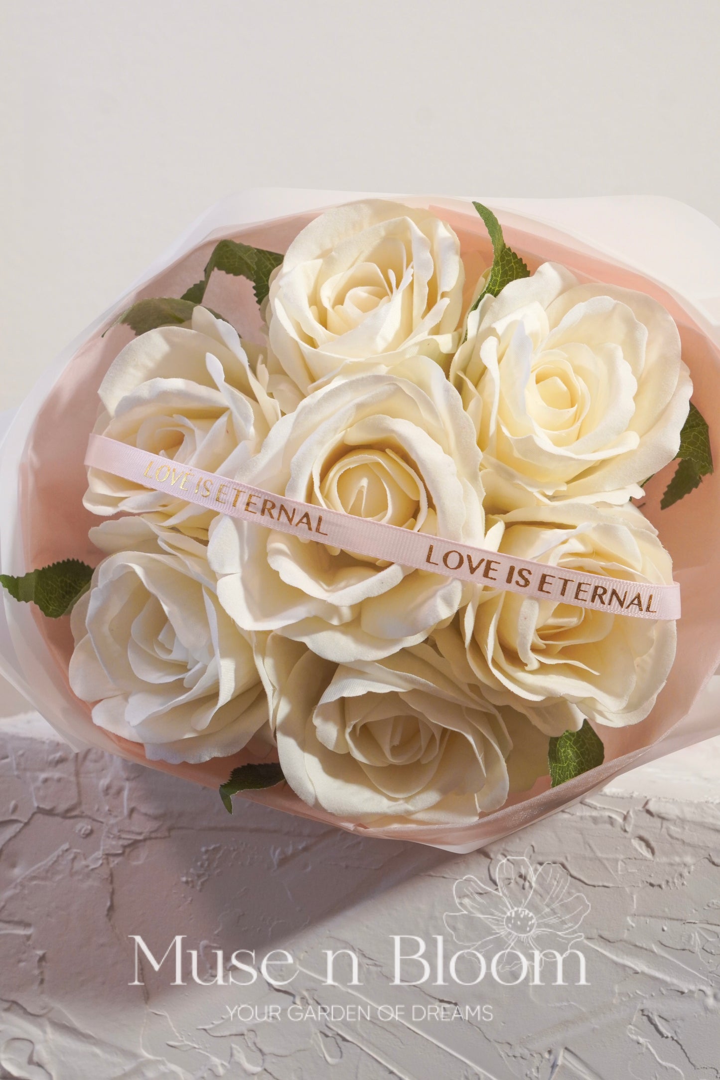 Artificial Rose Bouquet – White – Elegant Eternal Flowers Gift (S)