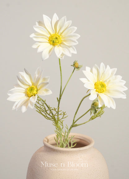 Artificial Daisy Flower Stem - Real Touch - White
