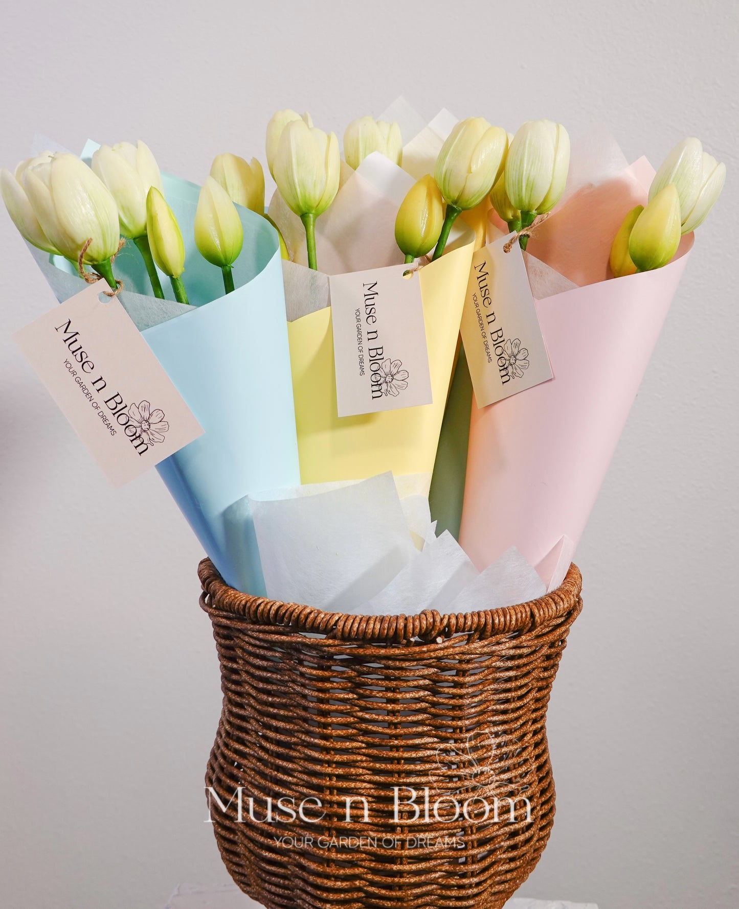 Artificial Real Touch White Tulips Bouquet Arrangment