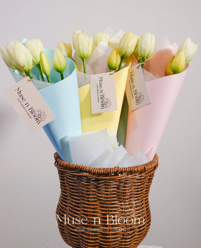 Artificial Real Touch White Tulips Bouquet Arrangment