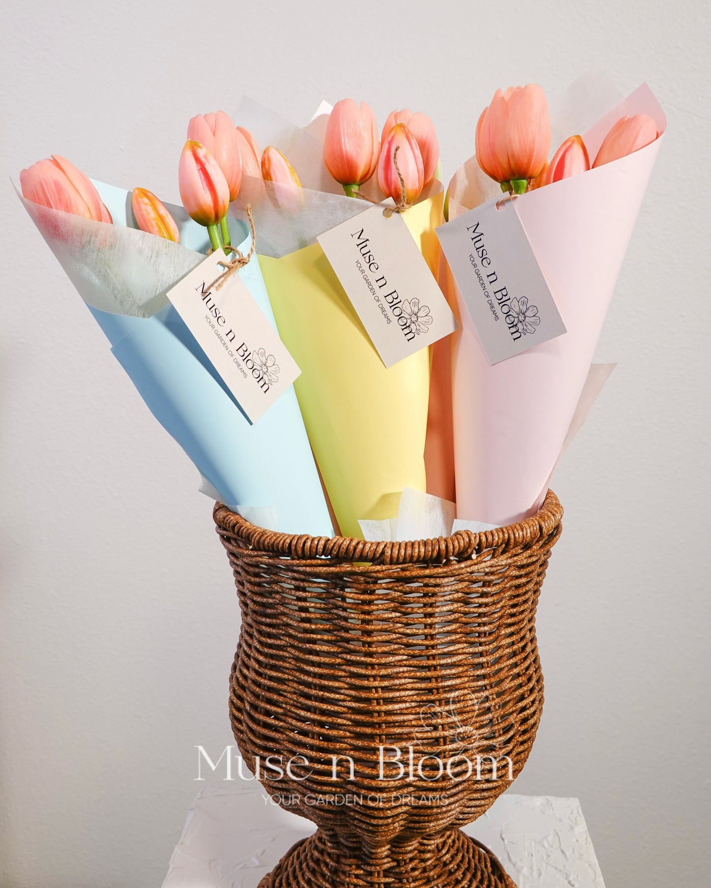 Artificial Real Touch Pink Tulips Bouquet Arrangment
