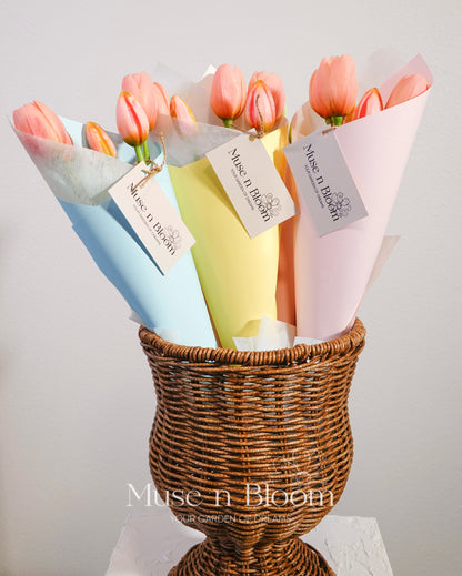 Artificial Real Touch Pink Tulips Bouquet Arrangment