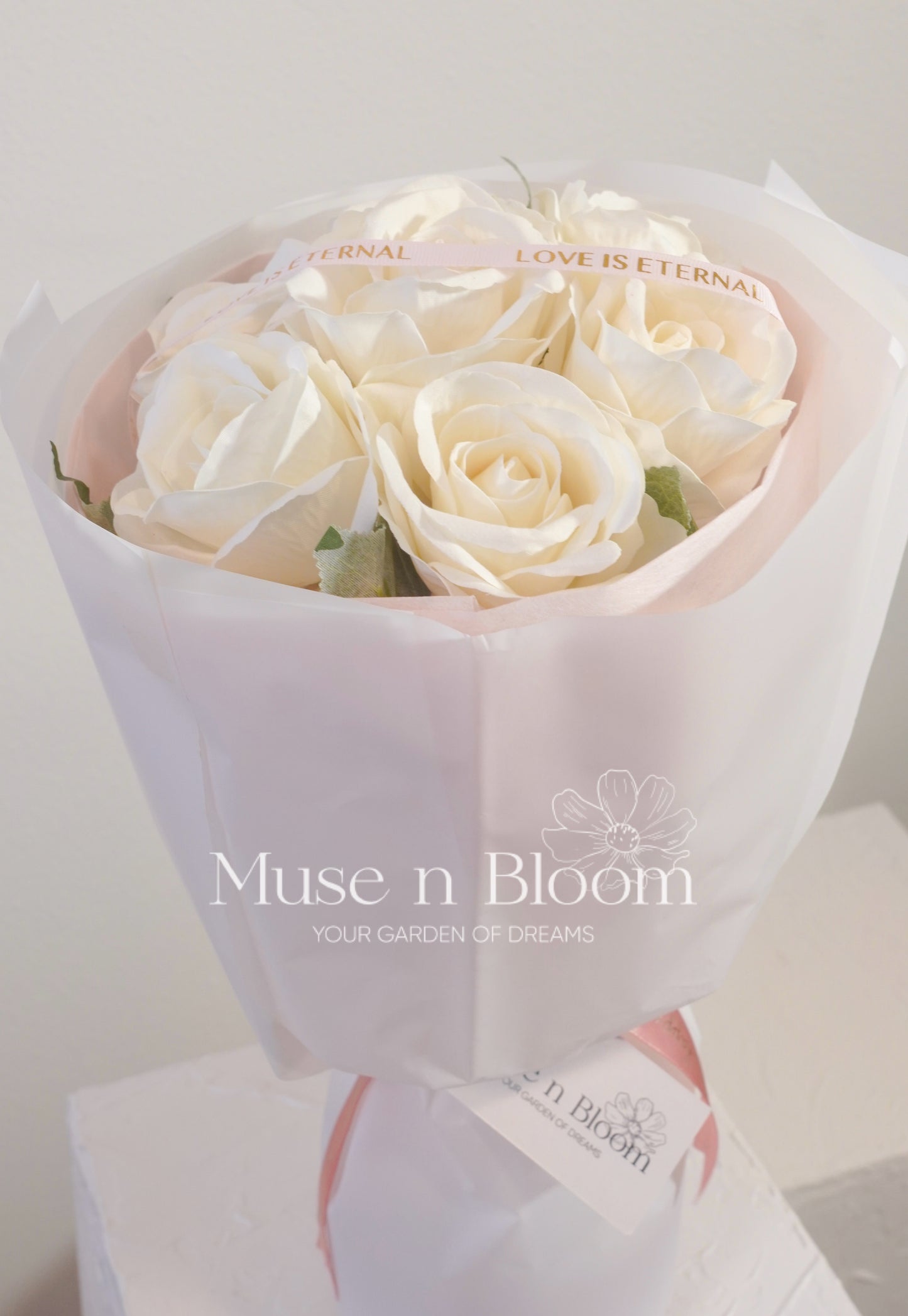 Artificial Rose Bouquet – White – Elegant Eternal Flowers Gift (S)