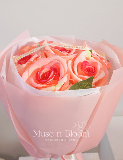 Artificial Rose Bouquet – Pink – Elegant Eternal Flowers Gift (S)
