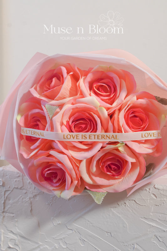 Artificial Rose Bouquet – Pink – Elegant Eternal Flowers Gift (S)