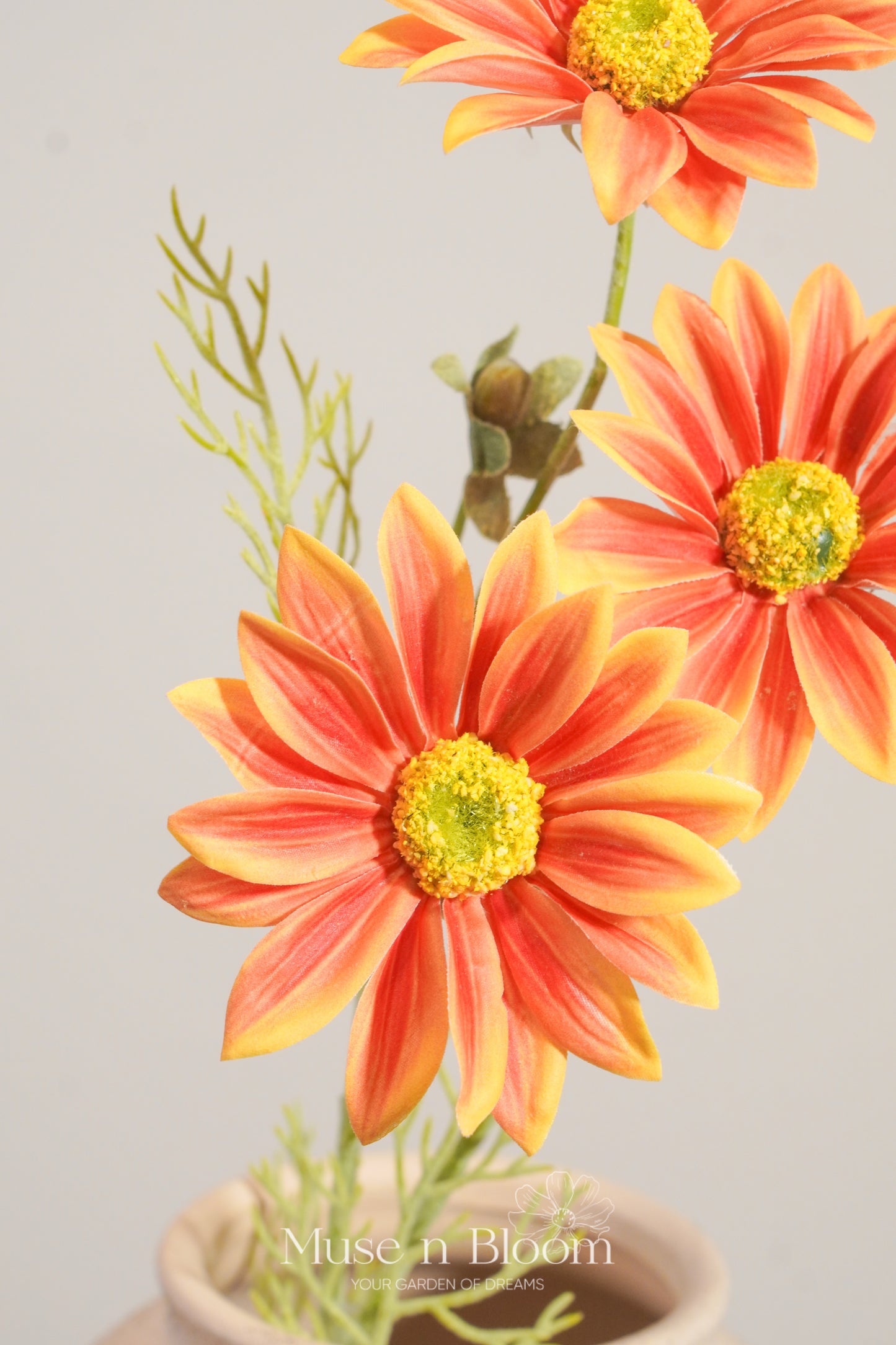 Artificial Daisy Flower Stem - Real Touch - Orange