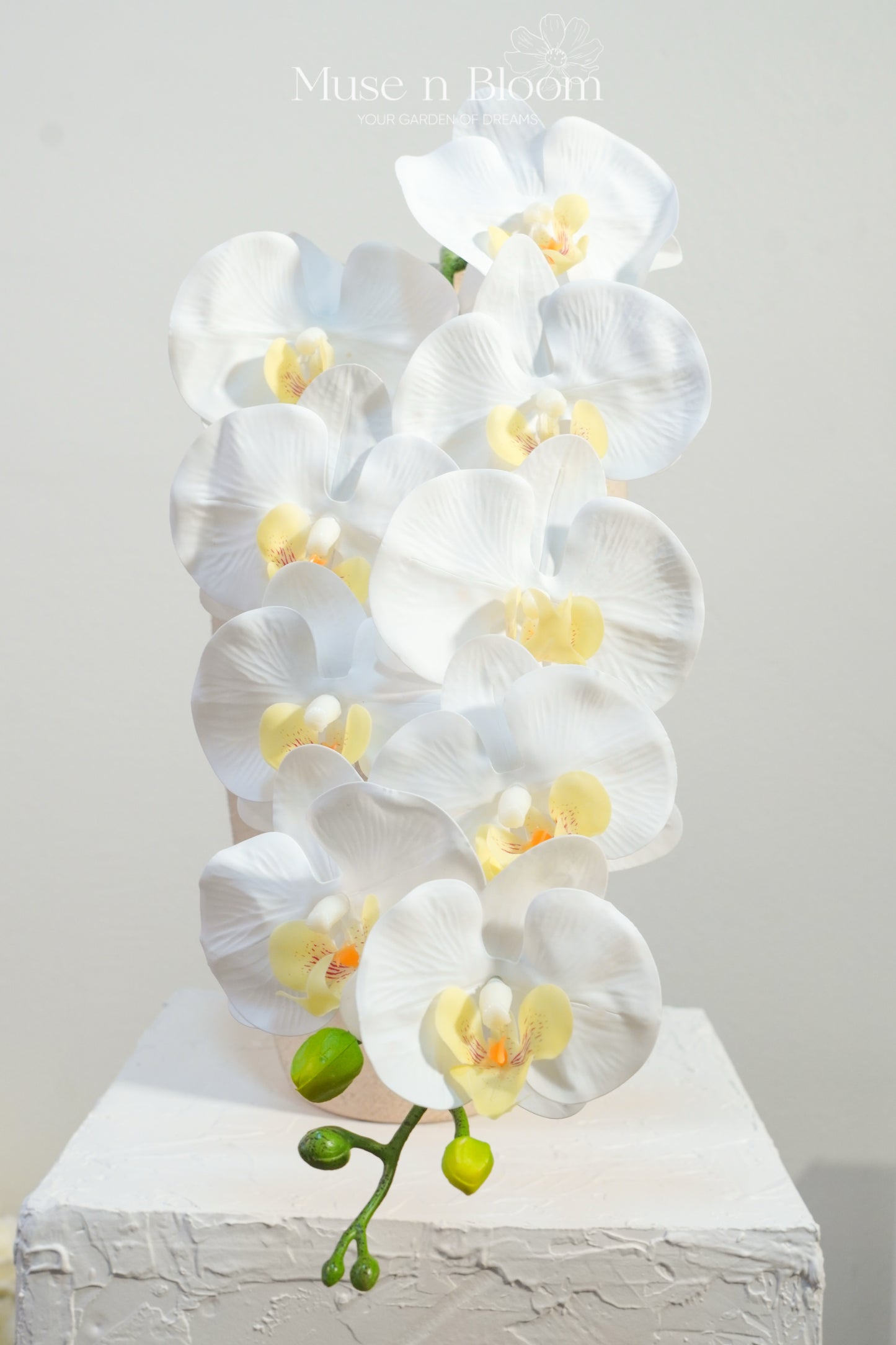 Artificial Orchid Flower Stem - White