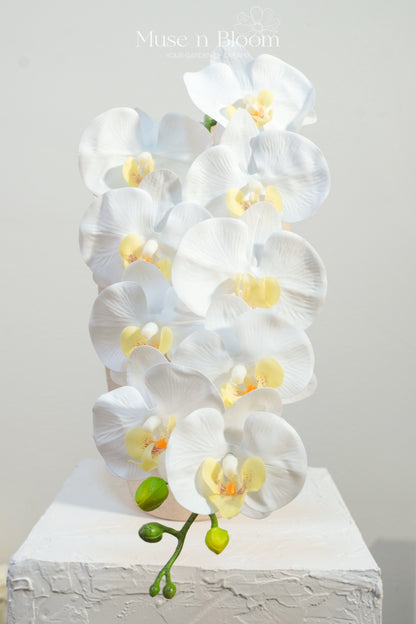 Artificial Orchid Flower Stem - White