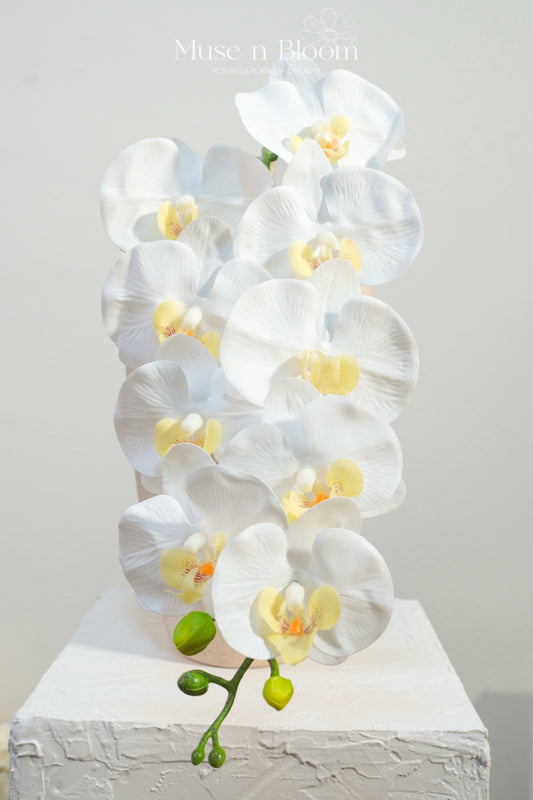 Artificial Orchid Flower Stem - White
