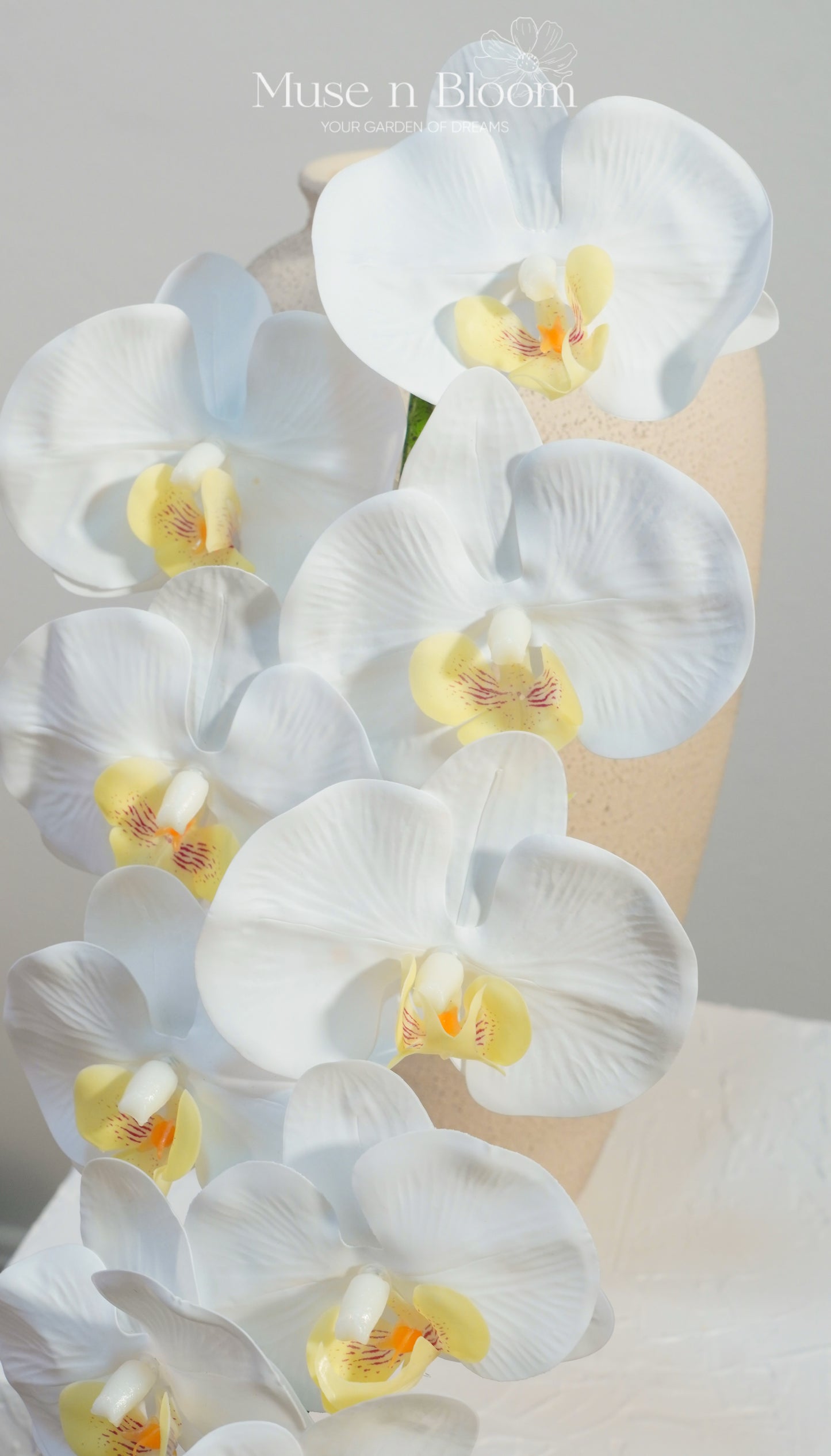 Artificial Orchid Flower Stem - White