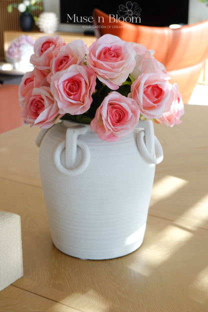 Artificial Velvet Roses Arrangement (10 Stems)