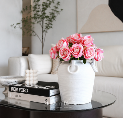 Artificial Velvet Roses Arrangement (10 Stems)