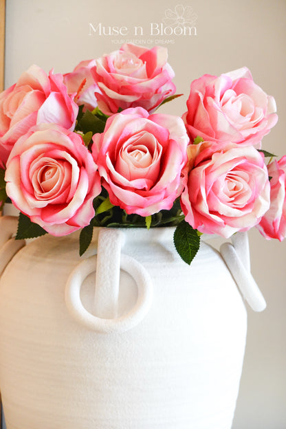 Artificial Velvet Roses Arrangement (10 Stems)