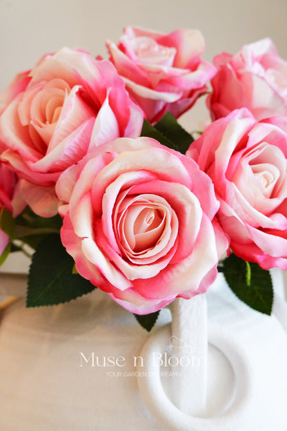 Artificial Rose Flower Stem - Velvet 21" (Choose Color)