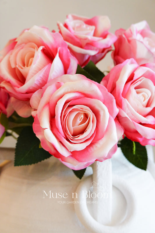 Artificial Rose Flower Stem - Velvet 21" (Choose Color)