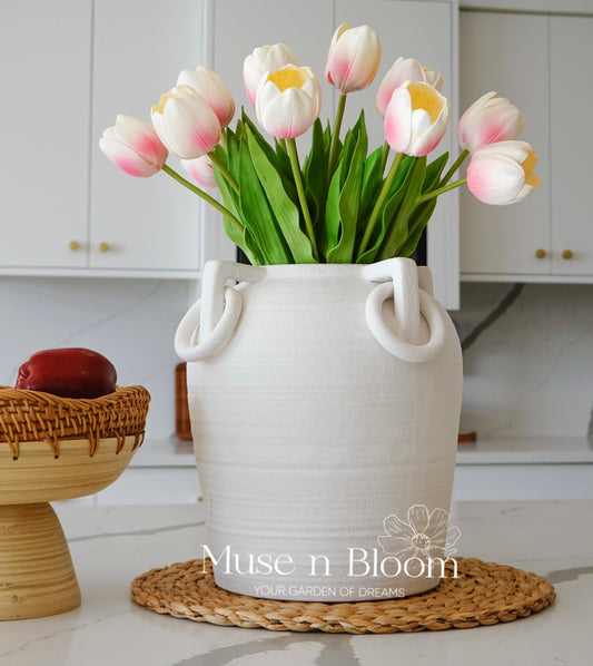 Artificial Tulip Flower Stems - PU Tulips Ombre Pink