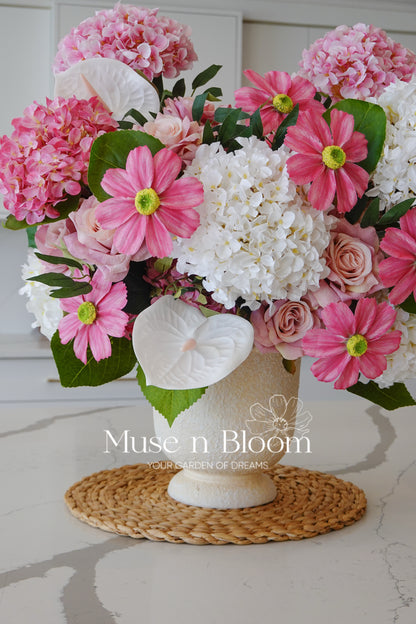 Artificial Hydrangea & Rose Flower Arrangement