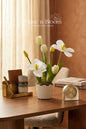 Artificial Tulip Flower Arrangement w/ Vase