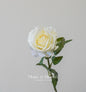 Artificial Rose Flower Stem - Velvet White 27"