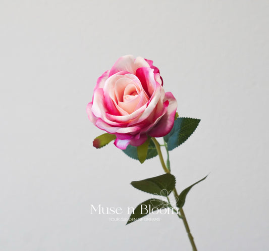 Artificial Rose Flower Stem - Velvet Ombre Pink 21"