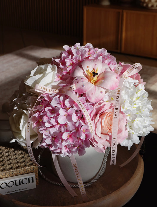 Artificial Flower Box Arrangement - Pink